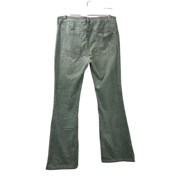 Anthropologie Pilcro 30 The Icon Mid-Rise Corduroy Chop Pocket Flare Jeans Green - Picture 12 of 16